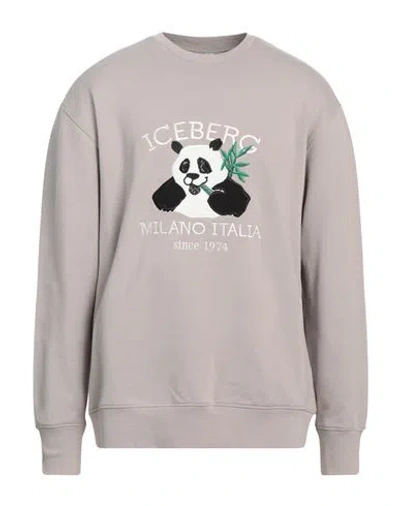 Iceberg Man Sweatshirt Taupe Size Xxl Cotton, Elastane, Polyester In Grey