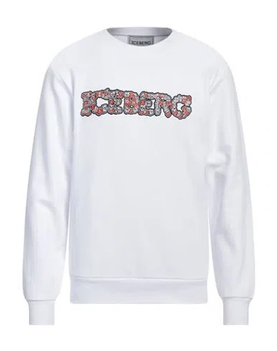 Iceberg Man Sweatshirt White Size 3xl Cotton, Polyester