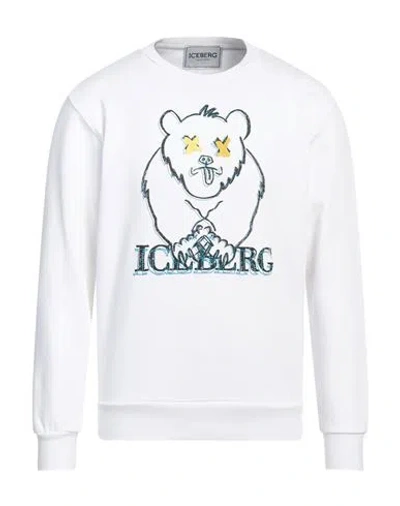 Iceberg Man Sweatshirt White Size Xl Cotton, Polyester