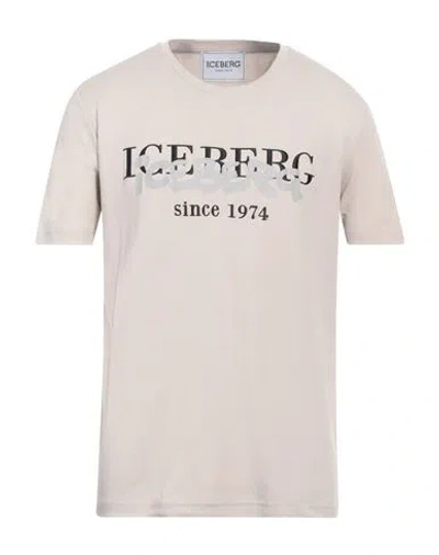 Iceberg Man T-shirt Beige Size L Cotton, Polyester In Neutral
