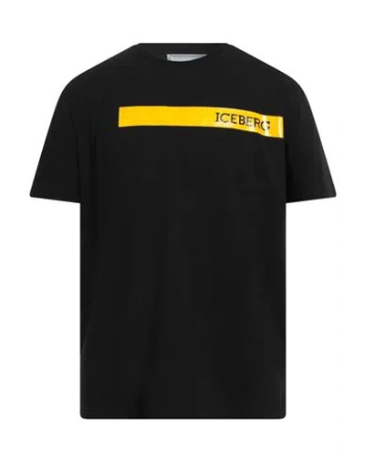 Iceberg Man T-shirt Black Size 3xl Cotton, Elastane