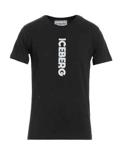 Iceberg Man T-shirt Black Size M Cotton, Elastane