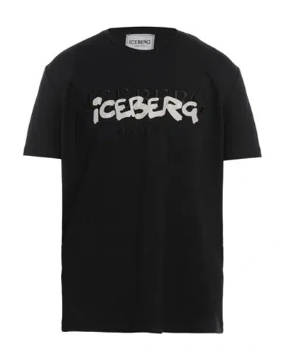 Iceberg Man T-shirt Black Size Xl Cotton, Polyester