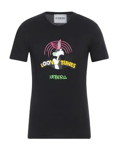 Iceberg Man T-shirt Black Size S Cotton, Polyester