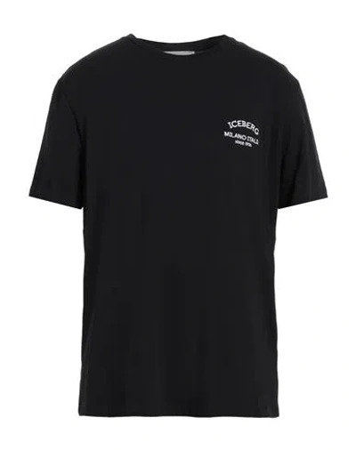 Iceberg Man T-shirt Black Size S Cotton, Polyester