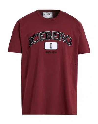 Iceberg Man T-shirt Burgundy Size Xxl Cotton In Red