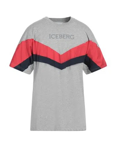 Iceberg Man T-shirt Grey Size Xxl Cotton, Polyamide