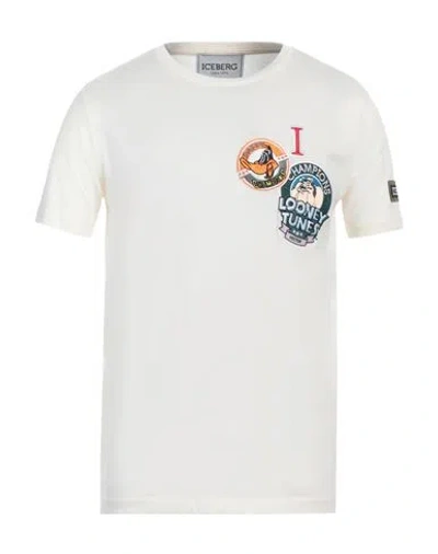 Iceberg Man T-shirt Ivory Size L Cotton, Polyester In White