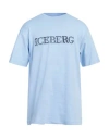 Iceberg Man T-shirt Light Blue Size Xxl Cotton, Polyester