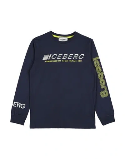 Iceberg Man T-shirt Midnight Blue Size 16 Cotton In Black