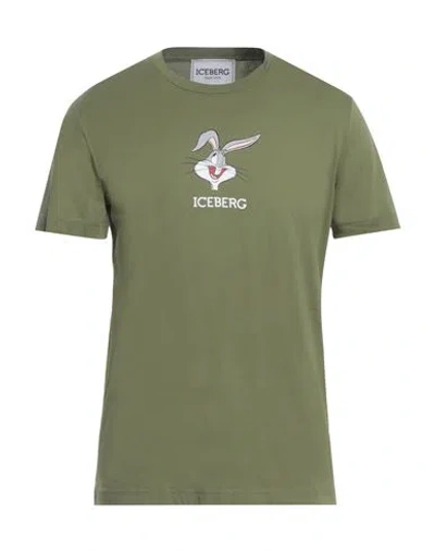 Iceberg Man T-shirt Military Green Size L Cotton