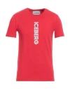 Iceberg Man T-shirt Red Size M Cotton, Elastane