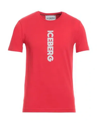Iceberg Man T-shirt Red Size S Cotton, Elastane
