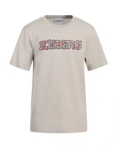 Iceberg Man T-shirt Taupe Size Xxl Cotton In Grey
