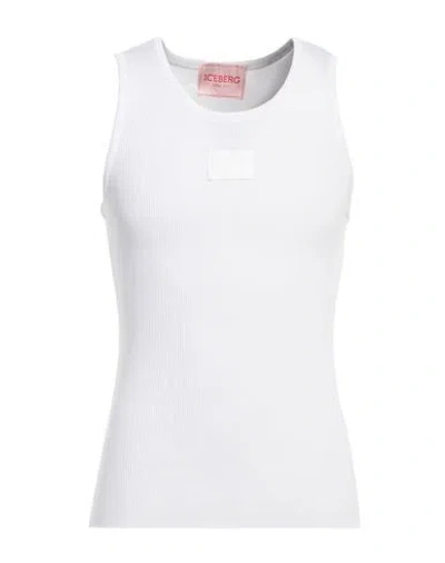 Iceberg Man Tank Top White Size L Viscose, Polyamide
