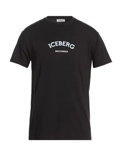 Iceberg Man T-shirt Black Size Xxl Cotton, Elastane