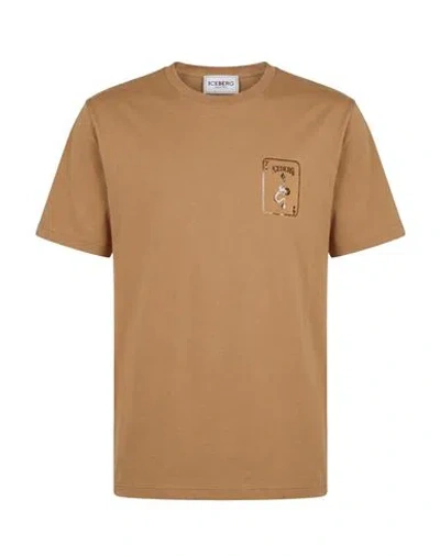 Iceberg Man T-shirt Camel Size Xl Cotton In Brown
