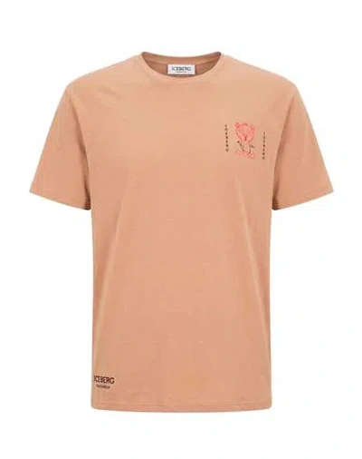 Iceberg Man T-shirt Camel Size Xxl Cotton In Nude
