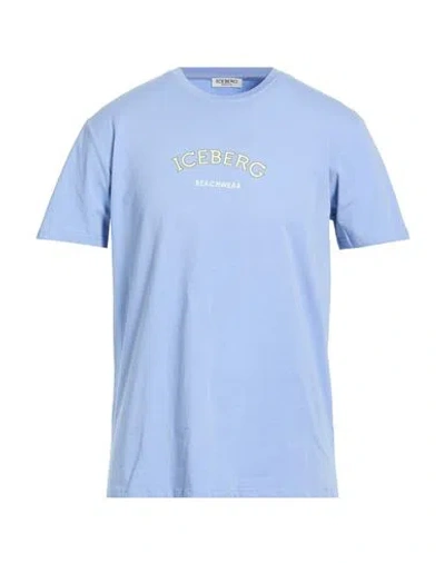 Iceberg Man T-shirt Light Blue Size Xxl Cotton, Elastane