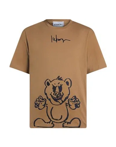Iceberg Man T-shirt Light Brown Size Xxl Cotton In Multi