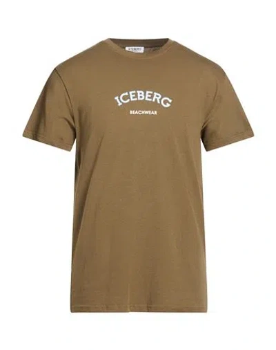 Iceberg Man T-shirt Military Green Size Xxl Cotton, Elastane