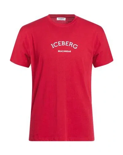 Iceberg Man T-shirt Red Size Xxl Cotton, Elastane