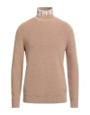 Iceberg Man Turtleneck Camel Size M Virgin Wool In Brown