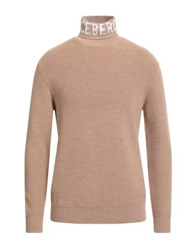 Iceberg Man Turtleneck Camel Size M Virgin Wool In Brown