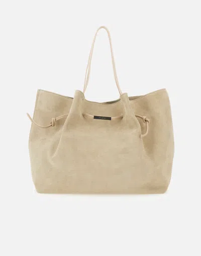 Iceberg Maxi Suede Shoulder Shopper Bag In Neutrals