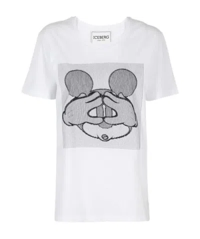 Iceberg Mickey Mouse Print T-shirt In White