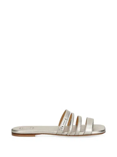 Iceberg Multi-strap Metallic Flat Sandals In Silver