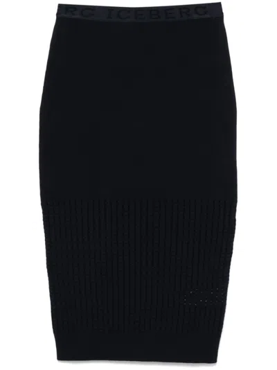 ICEBERG NAVY BLUE KNITTED SKIRT