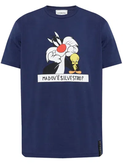 Iceberg Cotton T-shirt For Looney Tunes In Navy Blue
