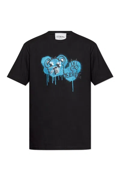 Iceberg Open-necked Black Shirt