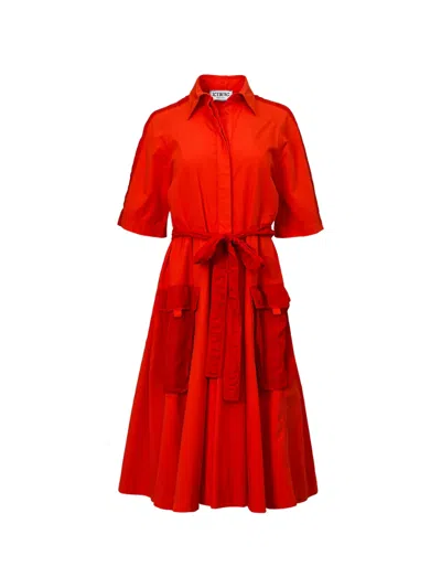 Iceberg Patch-pocket Belted Dress In Brown