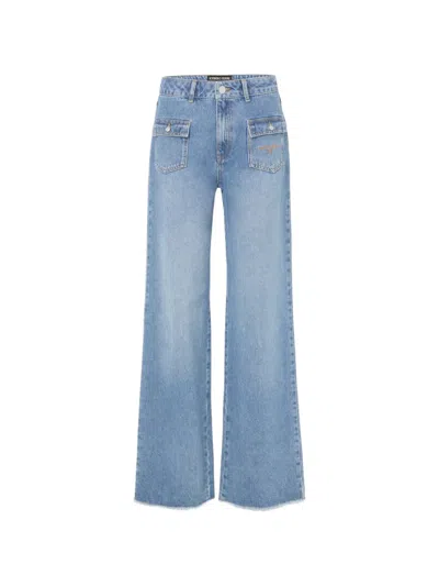 Iceberg Patch-pocket Frayed Jeans In Blue