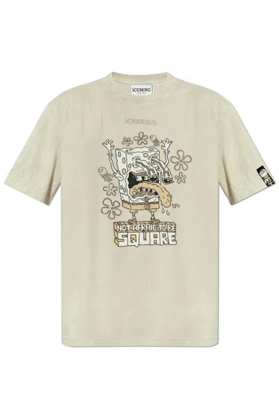 Iceberg Pattern-printed Crewneck T-shirt In Neutral