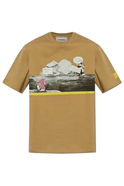 Iceberg Pattern-printed Crewneck T-shirt In Brown