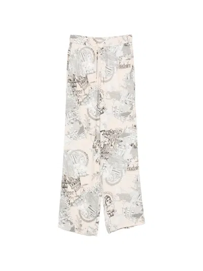Iceberg Patterned Palazzo Pants In White