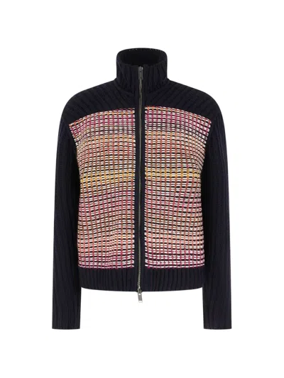Iceberg Patterned-knit Ribbed Cardigan In Blue