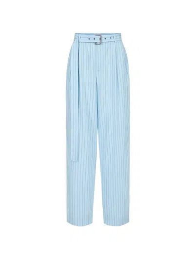 Iceberg Pinstripe Belted Trousers In Blue
