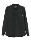 Iceberg Pinstripe Zip-pocket Shirt In Gray