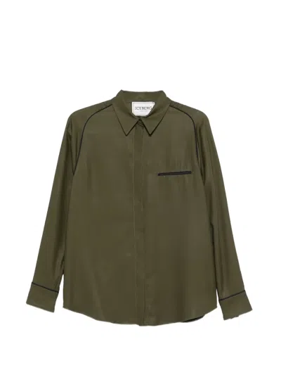 Iceberg Piped-trim Chest-pocket Shirt In Green