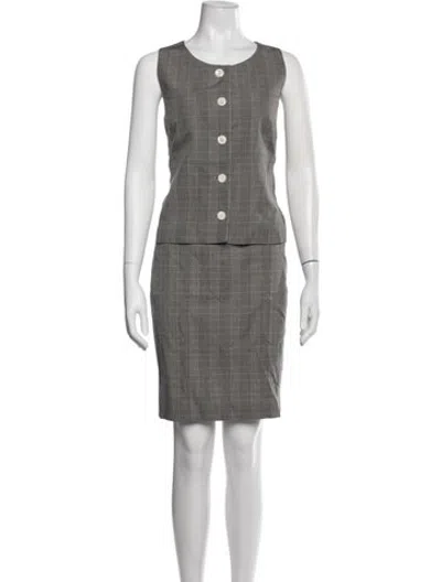 Pre-owned Iceberg Plaid Print Skirt Set In Grey