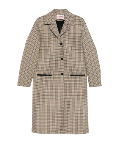 Iceberg Plaid Single-breasted Coat In Brown
