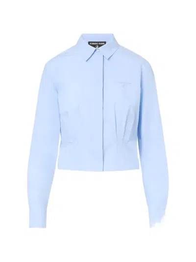 Iceberg Pleated Cropped Shirt In Blue