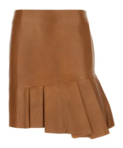 Iceberg Pleated Leather Mini Skirt In Multi