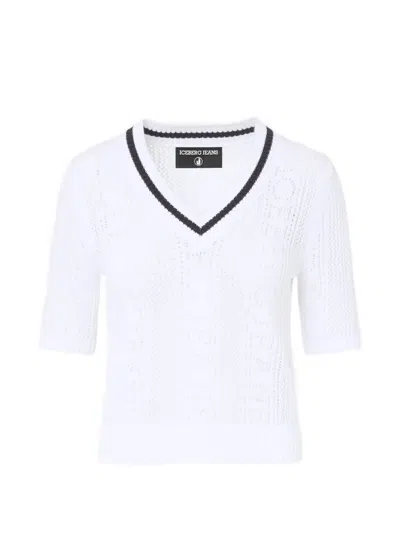Iceberg Pointelle-knit V-neck Sweater In White