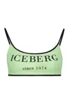 Iceberg Logo-print Bikini Top In Green