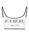 Iceberg Printed Bikini Top In White